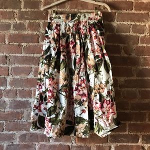 Zara Women Floral Print Midi Skirt